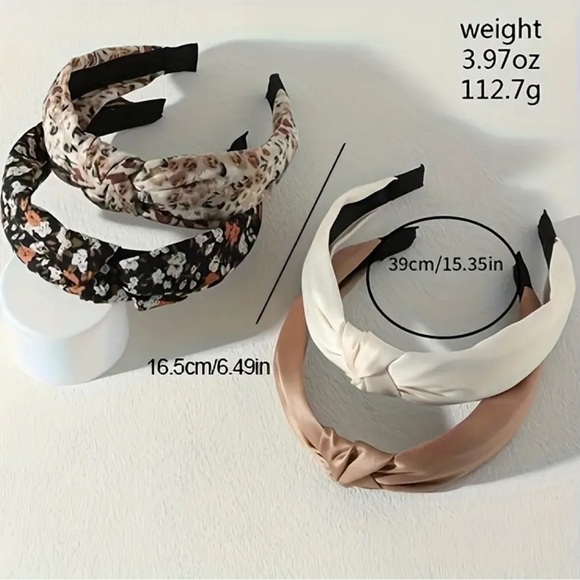 H21 ❤️ 4 Pack Chic Floral & Solid Knot Headbands Soft Fabric - Picture 4 of 4